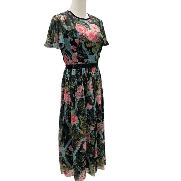 Mac Duggal Floral Midi Dress Size 6 Romantic Coquette Garden Party Soft Girl - Picture 5 of 14